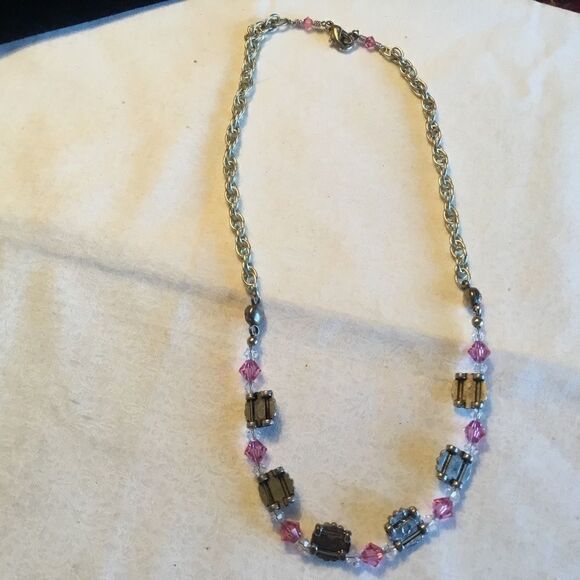 $12 ea or 3/$25. Silvertone & Pink Crystal Necklac - Picture 5 of 6